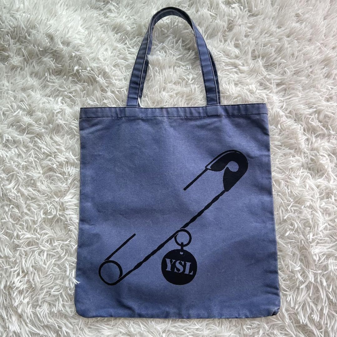 Yves Saint Laurent Tote Bag Safety Pin Pattern A4 Blue Black