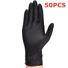50/10PCS Disposable Black Nitrile Gloves Latex Free Waterproof Durable Suitable