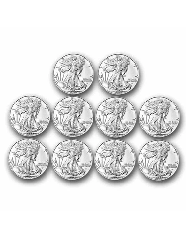 2026 1 oz American Silver Eagle Coin BU (Lot of 10)