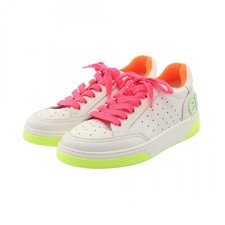 CHANEL sneakers shoes 35 leather White Pink Orange Used Women CC Coco