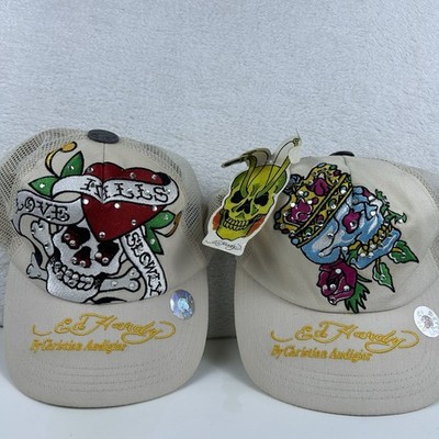 NWT Vintage Y2K Don Ed Hardy Trucker Hat Cap Love Kills Skull