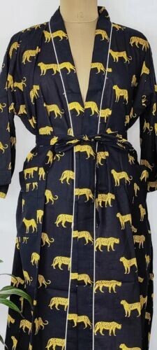 Indian Women Long Cotton Kimono One Size Night Dress Body Cover Up Gown - Picture 5 of 6