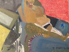 Belle Painting Oil on Canvas Abstract Signed to Identify Abstraction 1960 Art