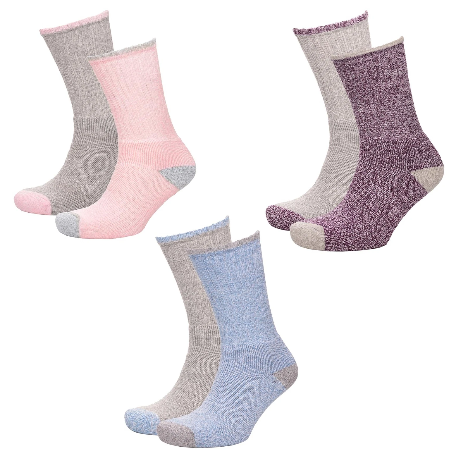 Ladies Plain Outdoor Crew Socks Pack of 2 Durable and Comfortable For Women