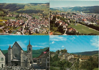 Lot of 4 postcards 10cmx15cm SWITZERLAND SWISS SCHWEIZ MOUDON