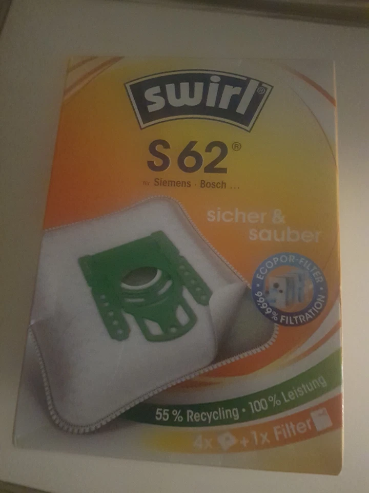 SWIRL Staubsaugerbeutel S62 EcoPor-Filter (für Sauger von Bosch, Siemens....)