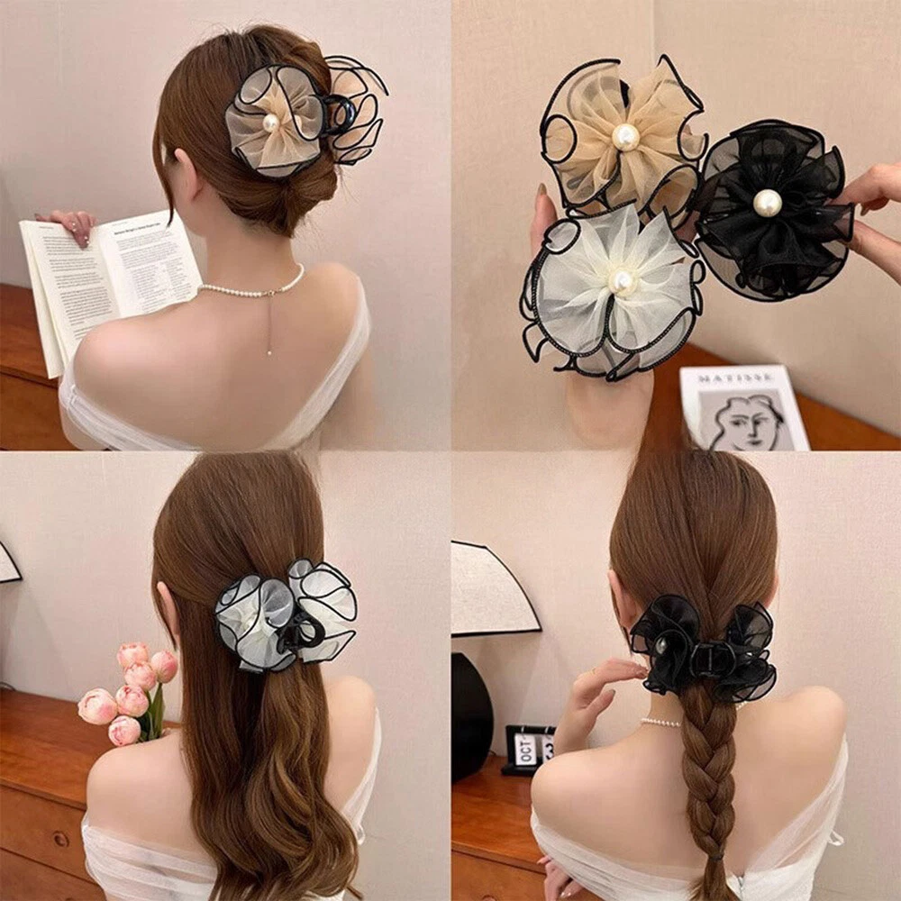 Elegant Simple Bouquet Hair Clip Flowers Single Fabric Material Back Of Head - Picture 8 of 13