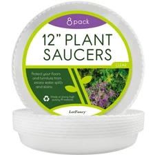 8Pack 12 Inch Clear Plant Saucer Drip Trays Flower Pot Saucer for Indoor Outdoor