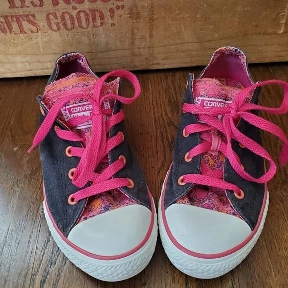 CONVERSE BIG GIRLS 4 nero rosa e arancione multilingue basso all star