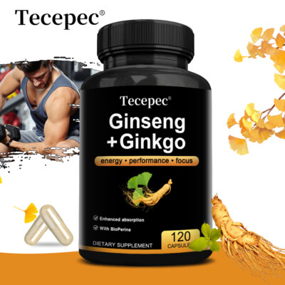 Ginkgo Biloba + Korean Panax Ginsen Focus Brain Memory, Boost Performance