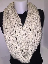 On Sale! Crochet Speckled Cream Infinity Scarf & Hat