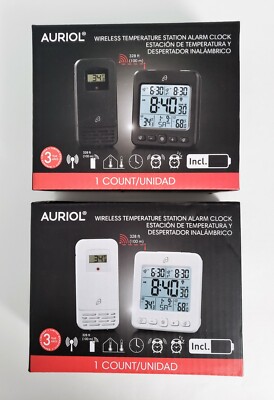 Auriol Wireless Temperature Station Alarm Clock with 328 Foot Range