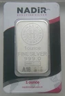 1 oz NADIR METAL RAFINERY Silver Bar .999 Fine - Bar #164366
