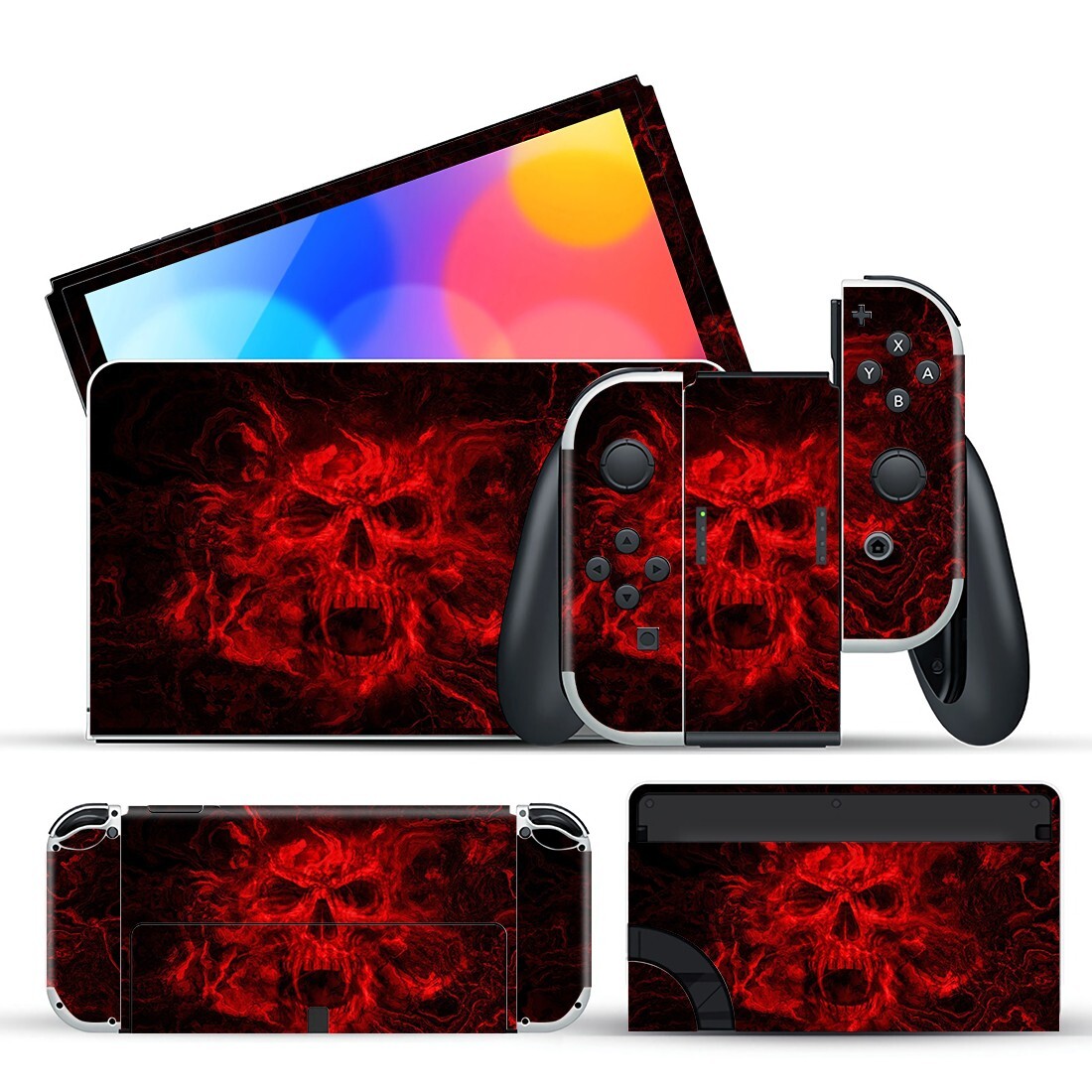 Nintendo Switch OLED Decal Skin Sticker Wrap Cover Protector Red