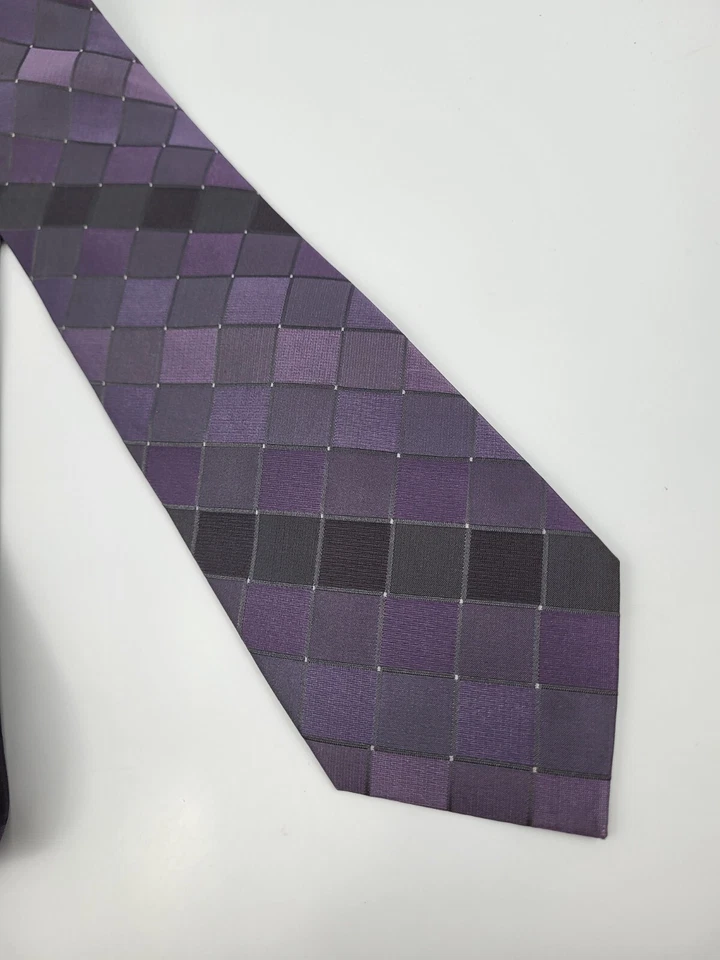 Corbata de seda Axcess púrpura gris geométrica para hombre 58 x 3,25 Foto 3 de 4