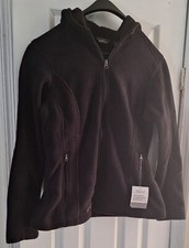BB - 25 EDDIE BAUER BLACK WOMEN'S HOODED FULL-ZIP FLEECE JACKET