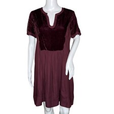 Anthropologie Maeve Dress Women Medium Plum Purple Ingrid Velvet Tunic Bohemian