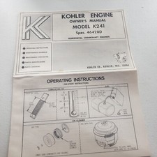 KOHLER ENGINE SERVICE MANUAL Horizonatal Crank  K241 REPAIR SHOP OVERHAUL 