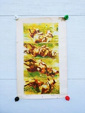 Vintage Signed Lithograph Serigraph Psychedelic Art Camera Roll of Bear / Dog