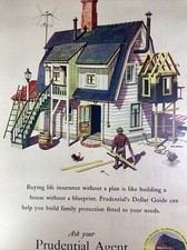Prudential Insurance Atlanta GA Print Ad 1952 AJC Gibraltar House Builder