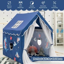 Playhouse Tent w/ Removable Cotton Mat, Mesh Windows, Longer Curtain Door