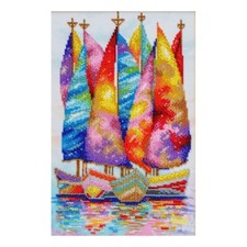 Boats Bead Embroidery Scheme on Canvas DIY Stamped Printed Pattern t-1263