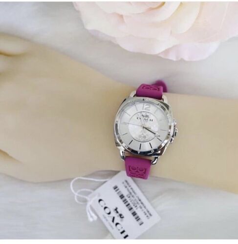 NWB 14503145 Coach Women Boyfriend Logo-Embossed Rubber Strap Watch 34mm - Picture 7 of 11