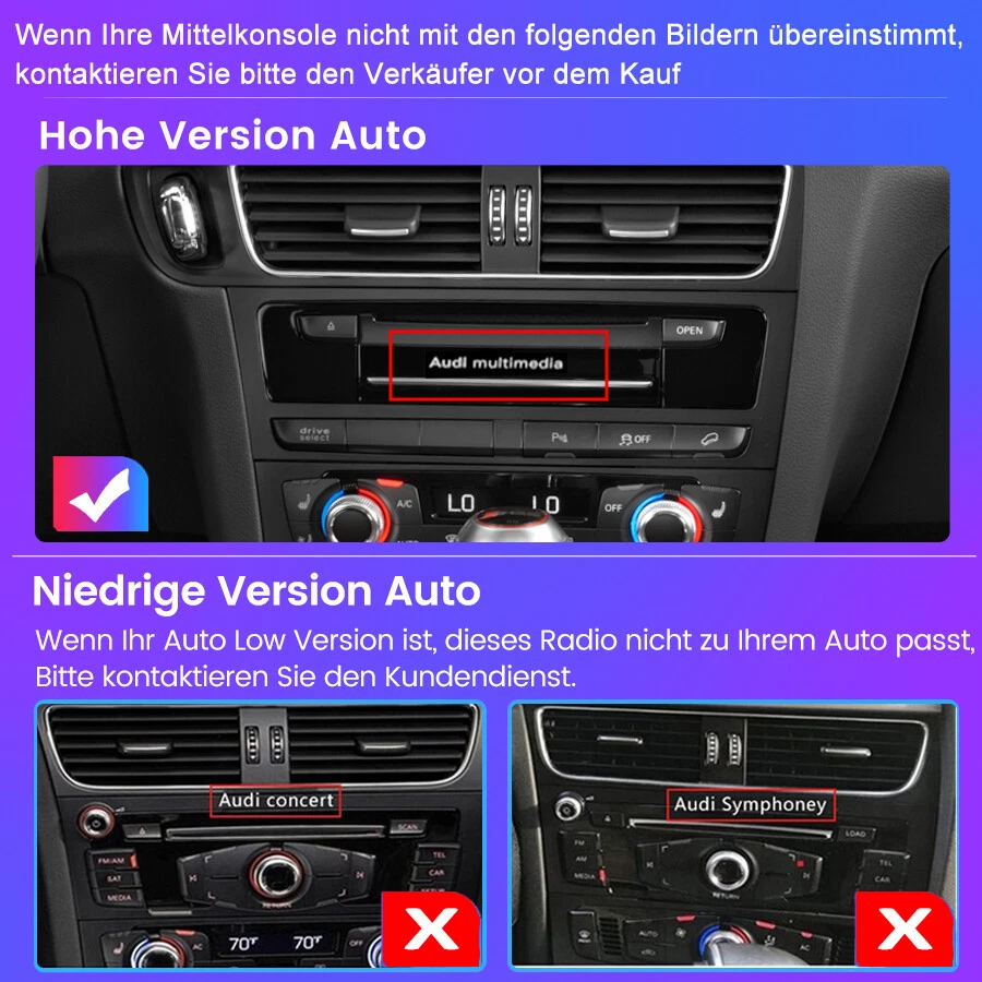 Carplay Für Audi A4 B8 A5 09-16 Android 12 Autoradio GPS Navi 4G WIFI DAB+ 4+64G - Bild 4 von 4