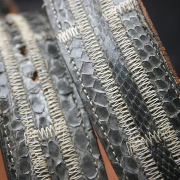 Vintage WRIGHT Gray Snakeskin Patchwork WESTERN B… - image 2