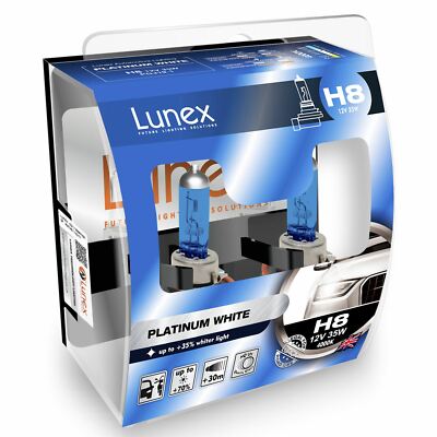Lunex H8 Platinum White Halogen - Scheinwerferlampen Weiß Lampe Set