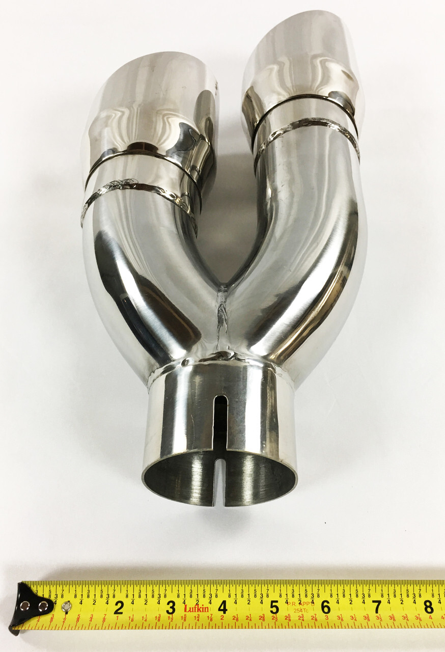 Exhaust Tip 3.00  Inlet 4.00  Outlet 16.00  long Dual Slant Angle Stainless Stee