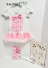 Easter Bunny Costume Petticoat Dress, Leg Warmers, Bunny Ears, XS 3T-4T
