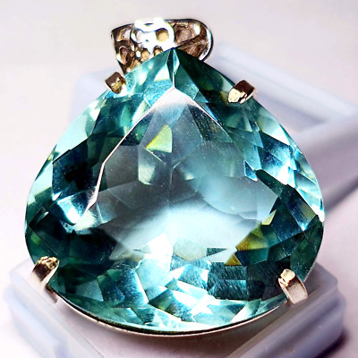 Wasserblautopas Birnenschliff 112,20 ct Medaillon EGL zertifiziert Natur Edelstein PD017