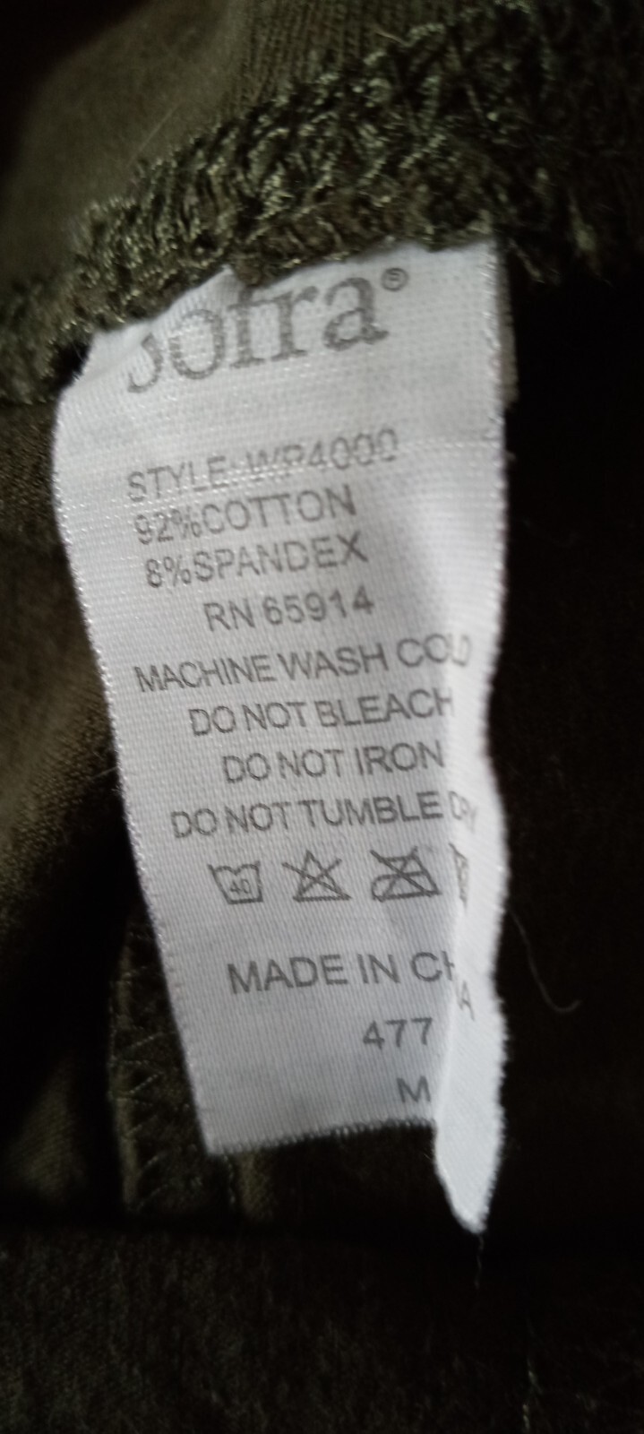 Sofra 92% cotton, 8% spandex solid olive leggings… - image 4