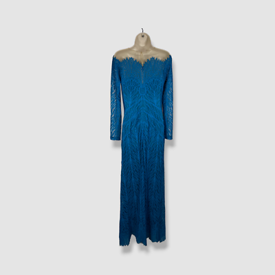 tadashi blue lace dress Petal Blue Embroidered Lace Gown, Size 12