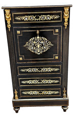 SECRETAIRE SCRITTOIO BOULLE INTARSIATO MADREPERLA OTTONE 1850/70 RESTAURATO