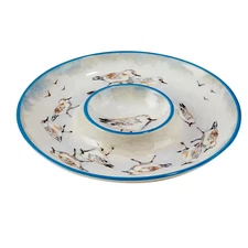 Shorebirds 13.5 In. Assorted Colors Earthenware Chip and Dip Server
