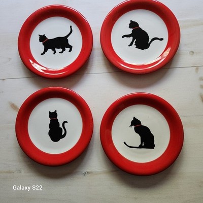 LESLIE SATTLER ''MIDNIGHT'' THEME  8  DESSERT SALAD PLATES SET OF 4  ORIG OWNER