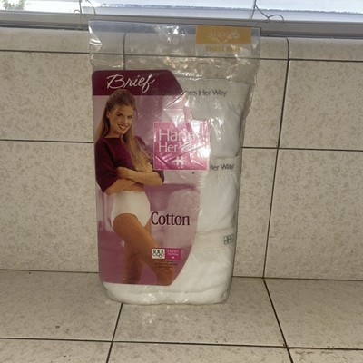 Vintage 90 s Women Hanes Her Way Briefs 100% Cotton Underwear 3 Pack Size 6