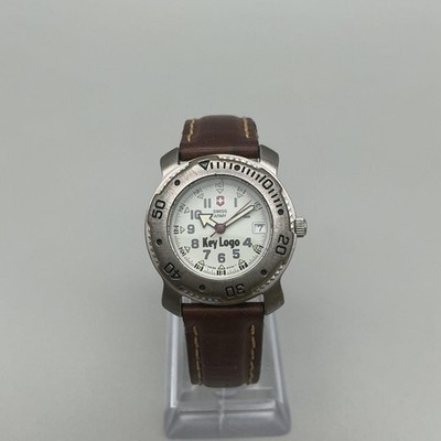 Vintage Swiss Army Womens Watch 29mm White Dial Brown Leather New Battery Vintage Swiss Army Womens Watch 29mm White Dial Brown  main image 2