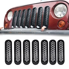 Black Clip-in Front Grill Mesh Grille Insert Kit for Jeep Wrangler JK Unlimited