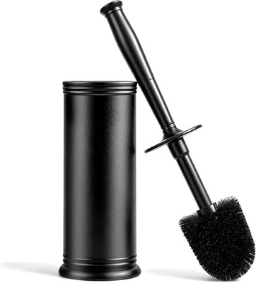 Toilet Brush & Holder Set Long Handle Covered Bathroom Cleaner