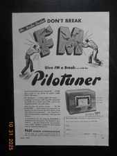 1948  Pilot Radio Corp Long Island NY Pilotuner Sun Radio Washington D.C. AD