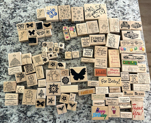 Stampin Up Huge Lot 110 Wooden Rubber Stamps Many Sets Styles Sizes