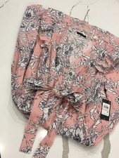 NWT Tommy Hilfiger Light Red & White Striped Floral Dress Button & Belt Size 10