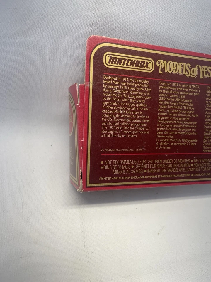 Matchbox INTL 1986 Models of Yesteryear Y30 1920 MACK GRAY Fenders AcornStorage - Image 4 of 4
