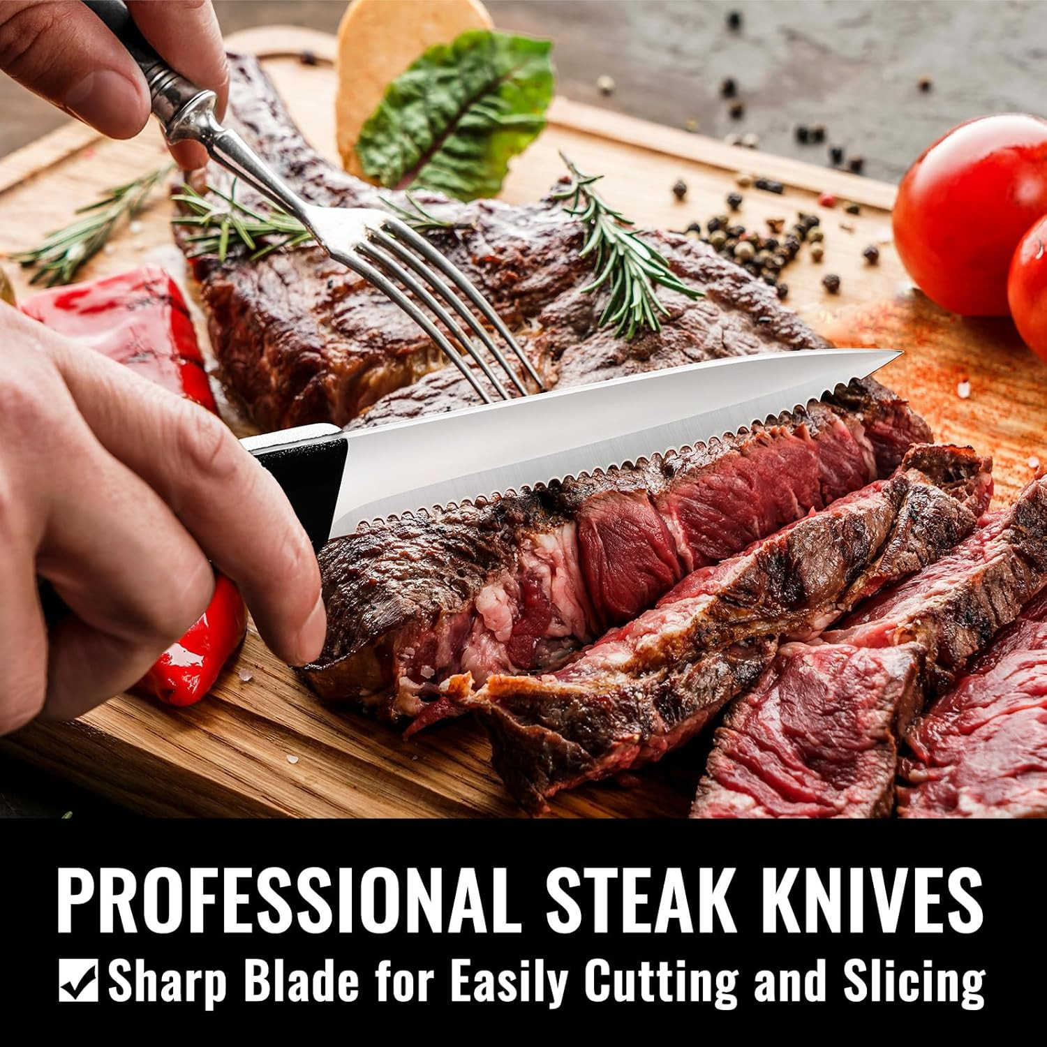 48-Piece Silverware Set with Steak Knives for 8, 18/8 Stainless Steel Flatware C