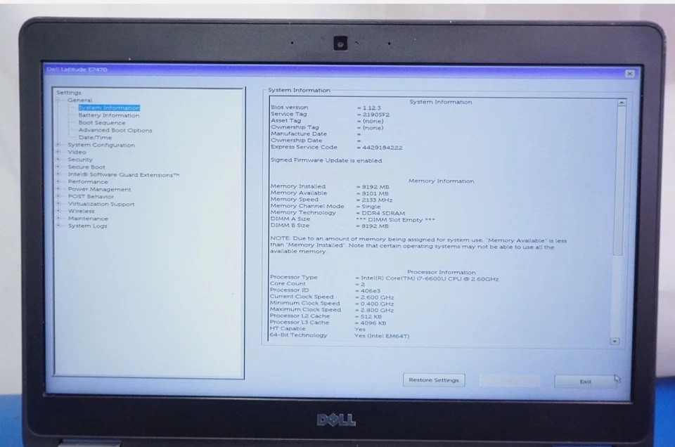 Dell Latitude E7470 14" Core i7-6600U 2.60GHz 16GB RAM 256GB SSD win 11 - Image 3 of 4
