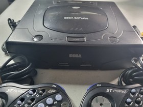 SEGA Saturn Black Console MK-80000A w/ Cables & Controller Tested *READ*