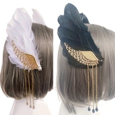 Gothic-Hair Clip Party Props Feather Wing Hair Clip Girl Anime Costume Headwear